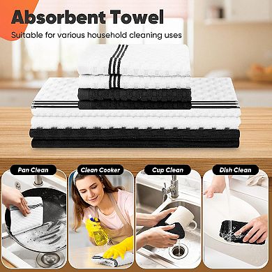 Oven gloves, pot pads, kitchen towels, and dishcloth set