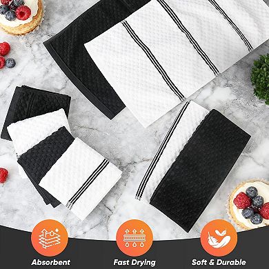 Oven gloves, pot pads, kitchen towels, and dishcloth set