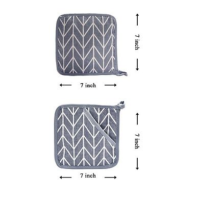 Oven mitt and pot holder set, heat-resistant and non-slip