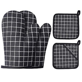 Oven mitt and pot holder set, heat-resistant and non-slip