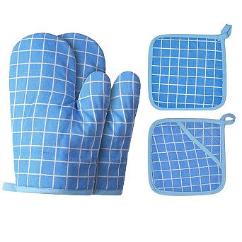 Oven mitt and pot holder set, heat-resistant and non-slip