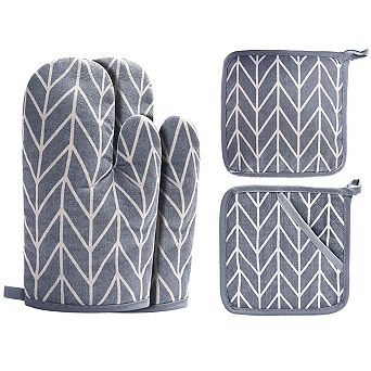 Oven mitt and pot holder set, heat-resistant and non-slip