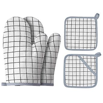 Oven mitt and pot holder set, heat-resistant and non-slip