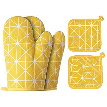 Oven mitt and pot holder set, heat-resistant and non-slip