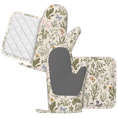 Wildflower Butterfly Oven Mitt and Pot Holder Set