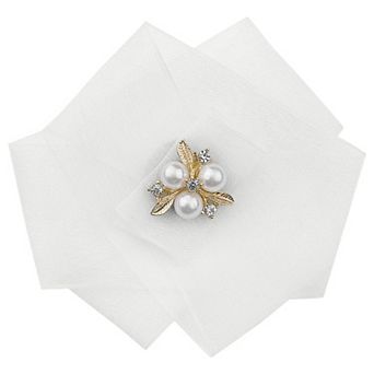 Women's Mesh Flower Brooch Pin Collar Bow Ties with Beads for Shirts