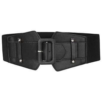 Women's Wide Stretchy Waist Belt Vintage Elastic Chunky Buckle Belts for Dress