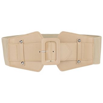 Women's Wide Stretchy Waist Belt Vintage Elastic Chunky Buckle Belts for Dress