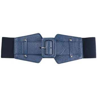 Women's Wide Stretchy Waist Belt Vintage Elastic Chunky Buckle Belts for Dress