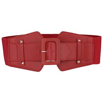 Women's Wide Stretchy Waist Belt Vintage Elastic Chunky Buckle Belts for Dress
