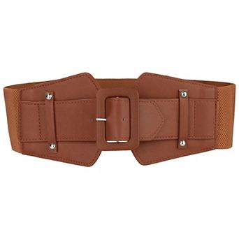 Women's Wide Stretchy Waist Belt Vintage Elastic Chunky Buckle Belts for Dress