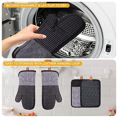 Oven mitt set, heat-resistant and non-slip