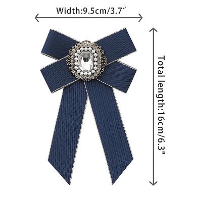 Women's Ribbon Necktie Elegant Bowtie Rhinestone Bow Ties for Uniform Dress
