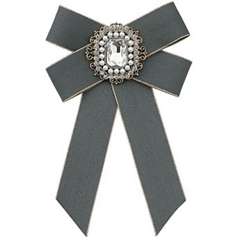 Women's Ribbon Necktie Elegant Bowtie Rhinestone Bow Ties for Uniform Dress