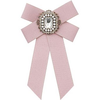 Women's Ribbon Necktie Elegant Bowtie Rhinestone Bow Ties for Uniform Dress