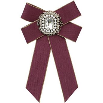 Women's Ribbon Necktie Elegant Bowtie Rhinestone Bow Ties for Uniform Dress