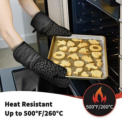 Oven gloves and pot mat set made of heat-resistant silicone
