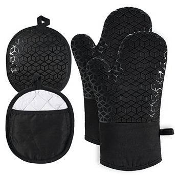 Oven gloves and pot mat set made of heat-resistant silicone