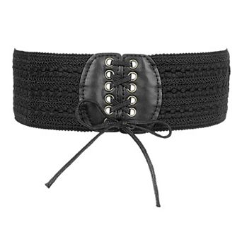 Women's Lace-up Tied Stretchy Corset Belts Vintage Elegant Waistband for Costume Dress Coat
