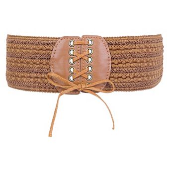 Women's Lace-up Tied Stretchy Corset Belts Vintage Elegant Waistband for Costume Dress Coat