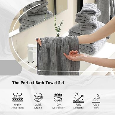 Ultra Soft 18 Piece Bath Towels Set Highly Absorbent Quick Dry Microfiber for Home Spa Hotel