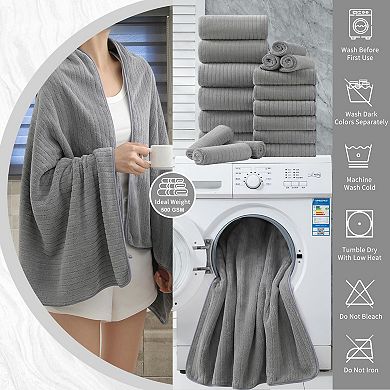 Ultra Soft 18 Piece Bath Towels Set Highly Absorbent Quick Dry Microfiber for Home Spa Hotel