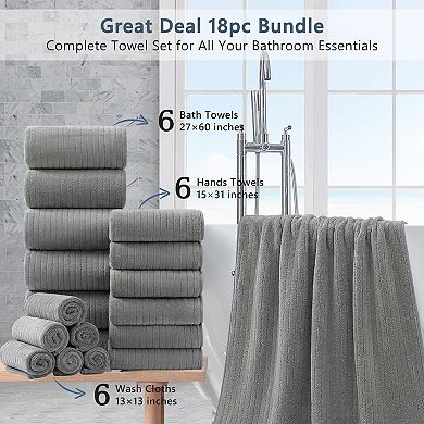 Ultra Soft 18 Piece Bath Towels Set Highly Absorbent Quick Dry Microfiber for Home Spa Hotel