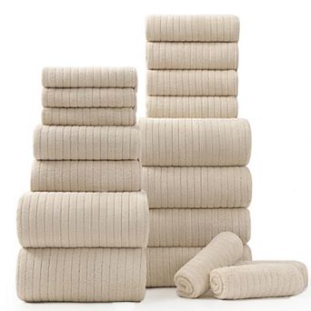 Ultra Soft 18 pc Bath Towels Set Highly Absorbent Quick Dry Microfiber for Home Spa Hotel