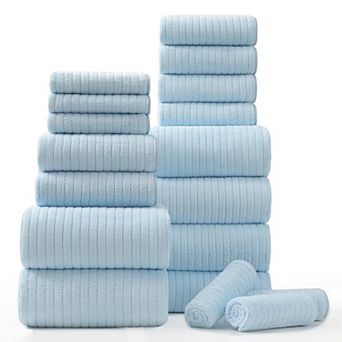 Ultra Soft 18 pc Bath Towels Set Highly Absorbent Quick Dry Microfiber for Home Spa Hotel