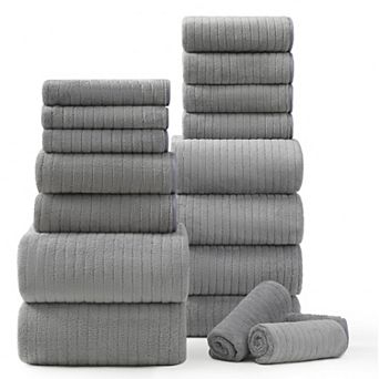 Ultra Soft 18 pc Bath Towels Set Highly Absorbent Quick Dry Microfiber for Home Spa Hotel