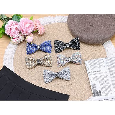 Men's Rhinestone Sequin Bow Tie Adjustable Length Shiny Neckline Wedding Party