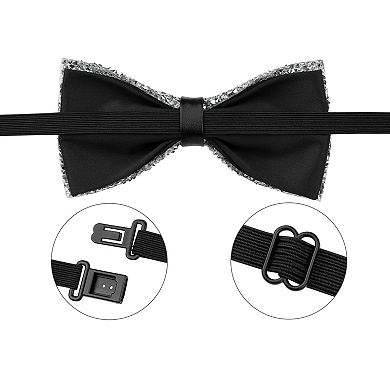 Men's Rhinestone Sequin Bow Tie Adjustable Length Shiny Neckline Wedding Party
