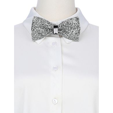 Men's Rhinestone Sequin Bow Tie Adjustable Length Shiny Neckline Wedding Party
