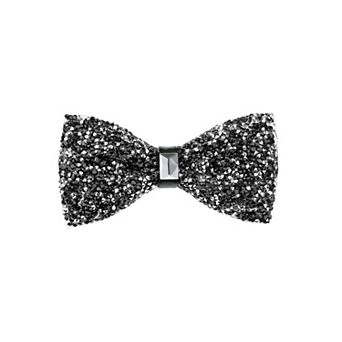 Men's Rhinestone Sequin Bow Tie Adjustable Length Shiny Neckline Wedding Party