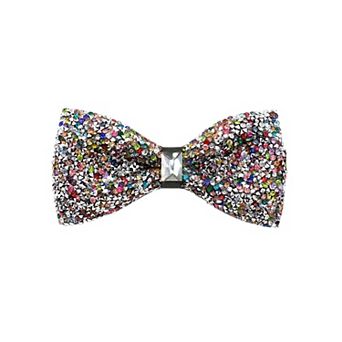 Men's Rhinestone Sequin Bow Tie Adjustable Length Shiny Neckline Wedding Party