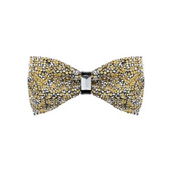 Men's Rhinestone Sequin Bow Tie Adjustable Length Shiny Neckline Wedding Party