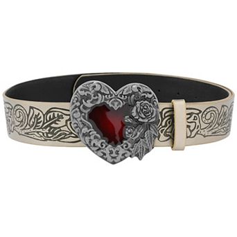 Women's Retro Goth Belts Love Heart Embossed Punk Y2K Waistband for Dresses Jeans