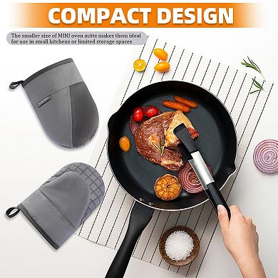 Mini Oven Gloves 500°F Heat-Resistant Silicone