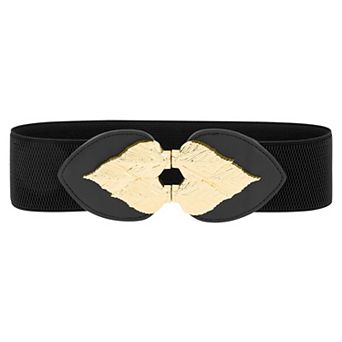 Women's Golden Leaf Stretchy Belts Vintage Elegant Elastic Waistband for Dress Coat