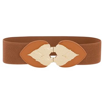 Women's Golden Leaf Stretchy Belts Vintage Elegant Elastic Waistband for Dress Coat