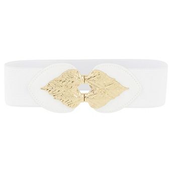 Women's Golden Leaf Stretchy Belts Vintage Elegant Elastic Waistband for Dress Coat