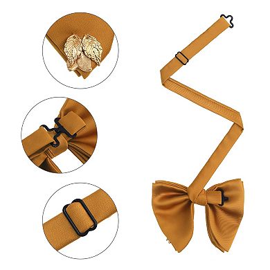 Men's Satin Leaf Adjustable Bow Ties Necktie Collar for School Uniform Wedding