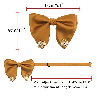 Men's Satin Leaf Adjustable Bow Ties Necktie Collar for School Uniform Wedding