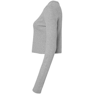 Bella + Canvas Womens/Ladies Micro-Rib Cropped Long-Sleeved T-Shirt