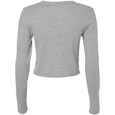 Bella + Canvas Womens/Ladies Micro-Rib Cropped Long-Sleeved T-Shirt