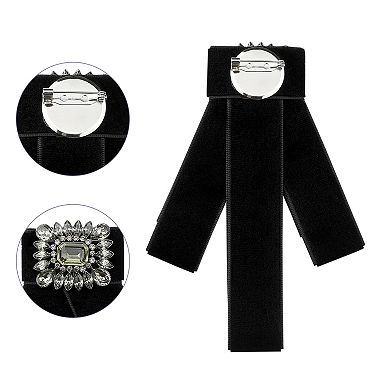 Women's Velvet Pre-Tied Bowknot Bow Ties with Rhinestone for Wedding Party