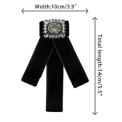 Women's Velvet Pre-Tied Bowknot Bow Ties with Rhinestone for Wedding Party