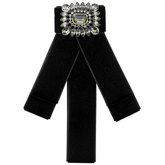 Women's Velvet Pre-Tied Bowknot Bow Ties with Rhinestone for Wedding Party