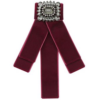 Women's Velvet Pre-Tied Bowknot Bow Ties with Rhinestone for Wedding Party