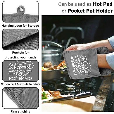 Cotton Oven Mitt and Pot Holder Set Heat Resistant